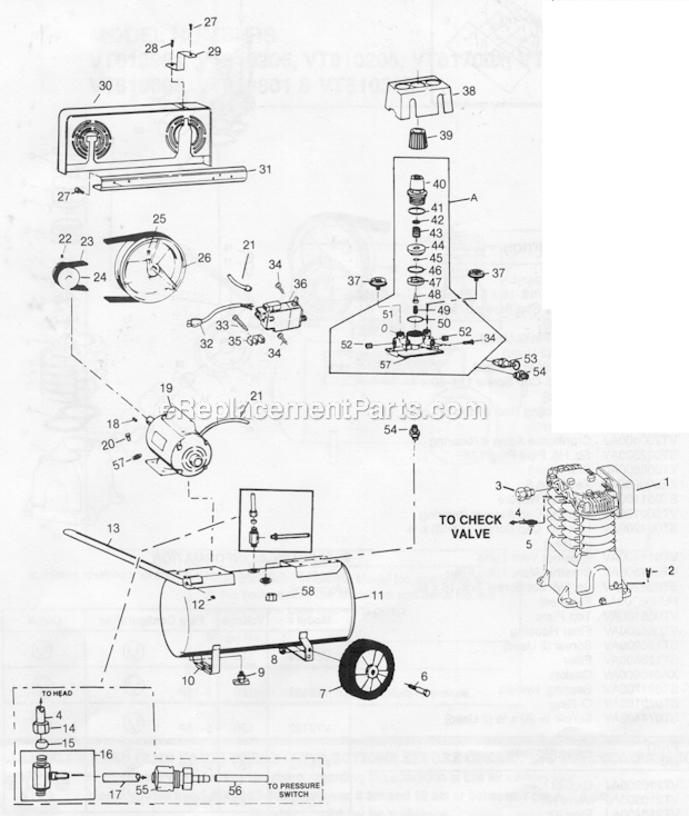 Page A Diagram and Parts List for VT610305  Campbell Hausfeld Compressor